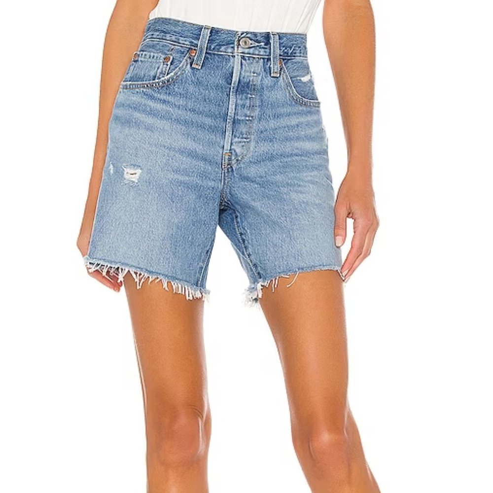 Levi's Premium 501 Mid Thigh Jean Shorts Luxor Street Women's Size 24 Revolve